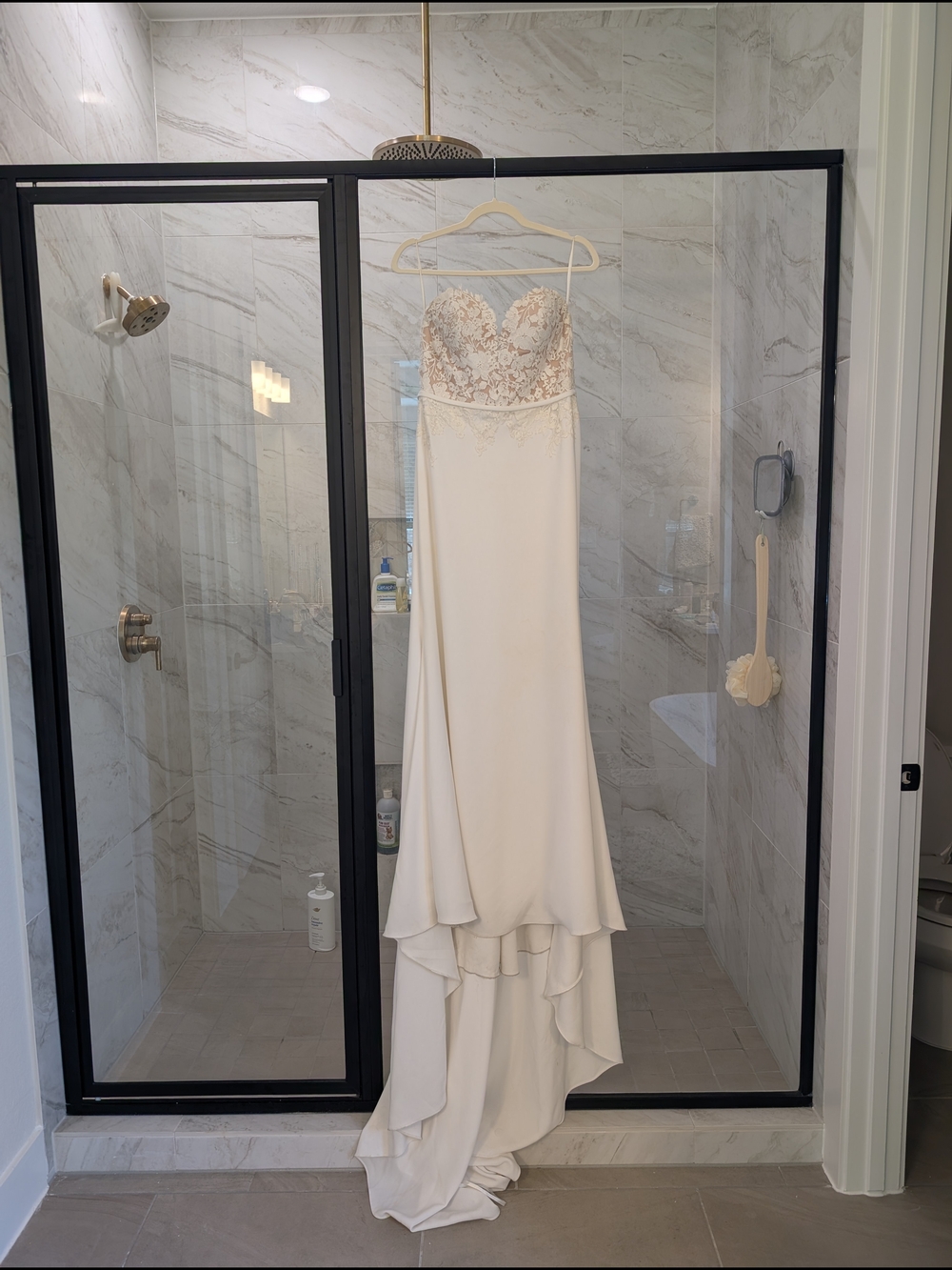 Ivory Lace Bodice Spaghetti Strap Gown